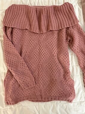 Charlotte Russe Dusty Rose Off-the-Shoulder Knit Sweater